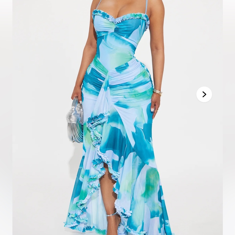 Blue ruffle maxi dress